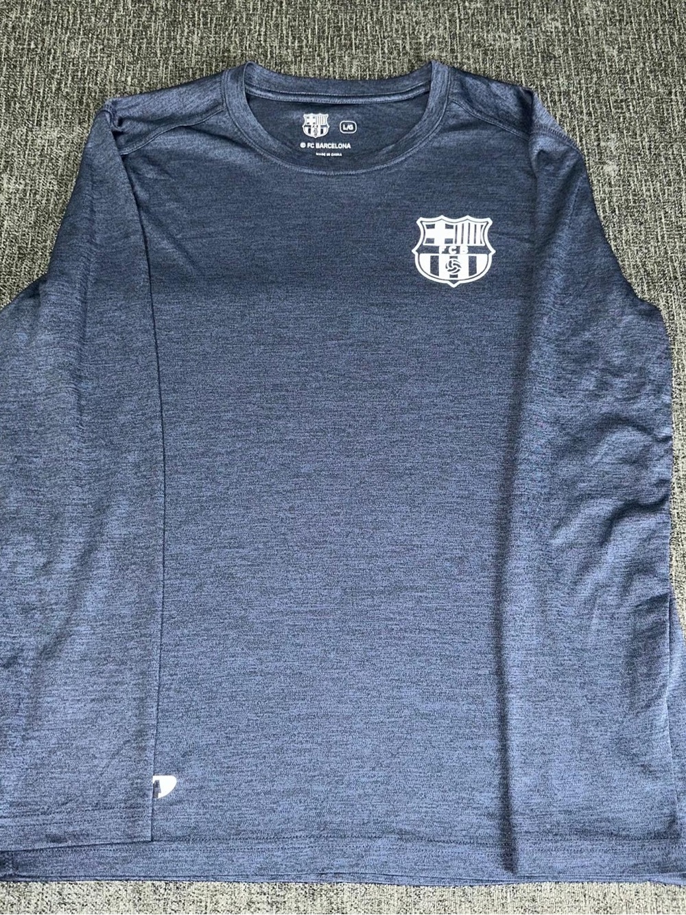 FC Barcelona Shirt Men L Blue Athletic Long Sleeve Wicking Barca Dry Fit Player